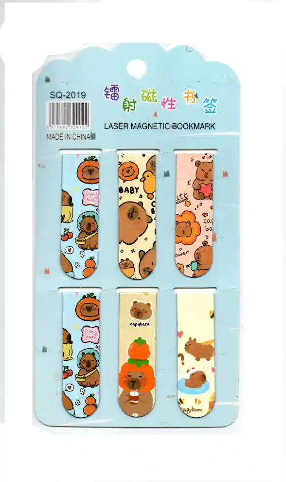 Marcapagina Imantado Kawaii Capybara 6 Unidades
