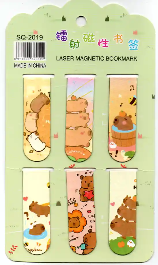 Marcapagina Imantado Kawaii Capybara 6 Unidades