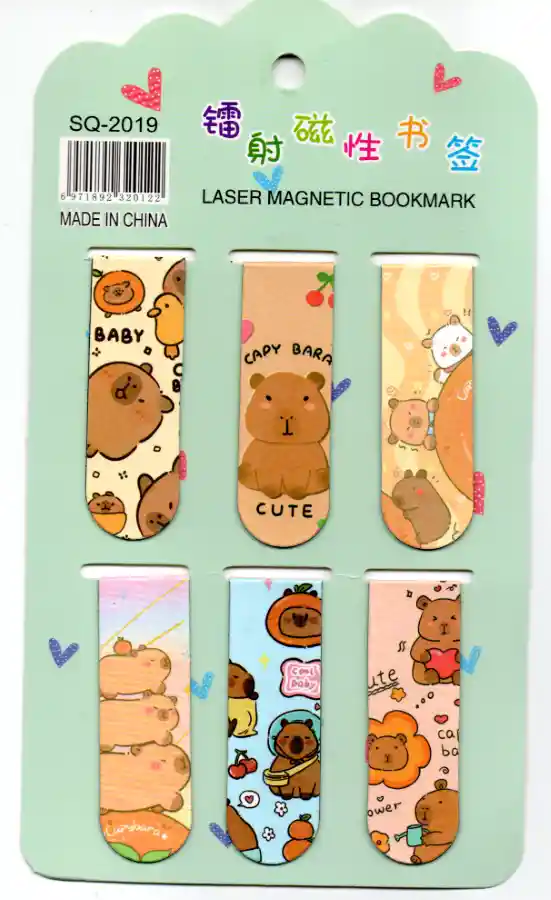 Marcapagina Imantado Kawaii Capybara 6 Unidades