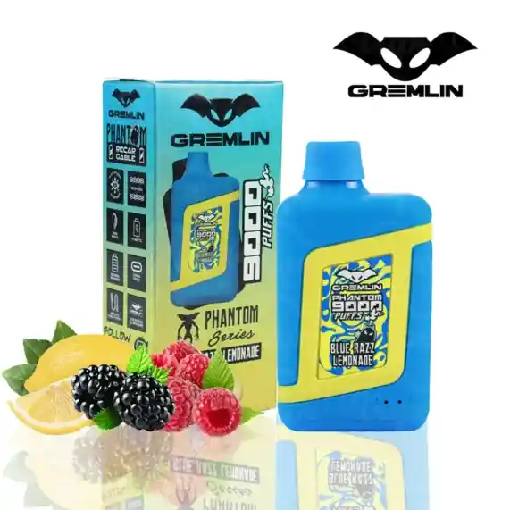 Cigarro Electrónico Vaper Desechable Gremlin Phantom 9000 Blue Razz Lemonade 4,5%