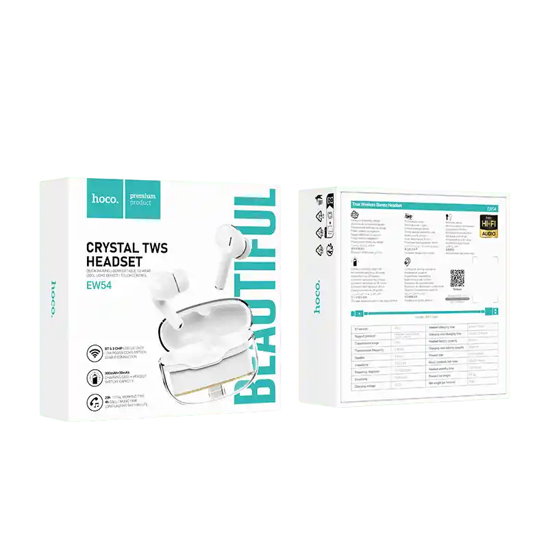 Audifonos Inalambricos Bluetooth In Ear 20hrs Hoco Ew54 Blanco