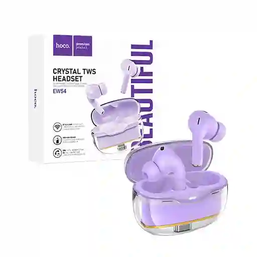 Audifonos Inalambricos Bluetooth In Ear 20hrs Hoco Ew54 Morado