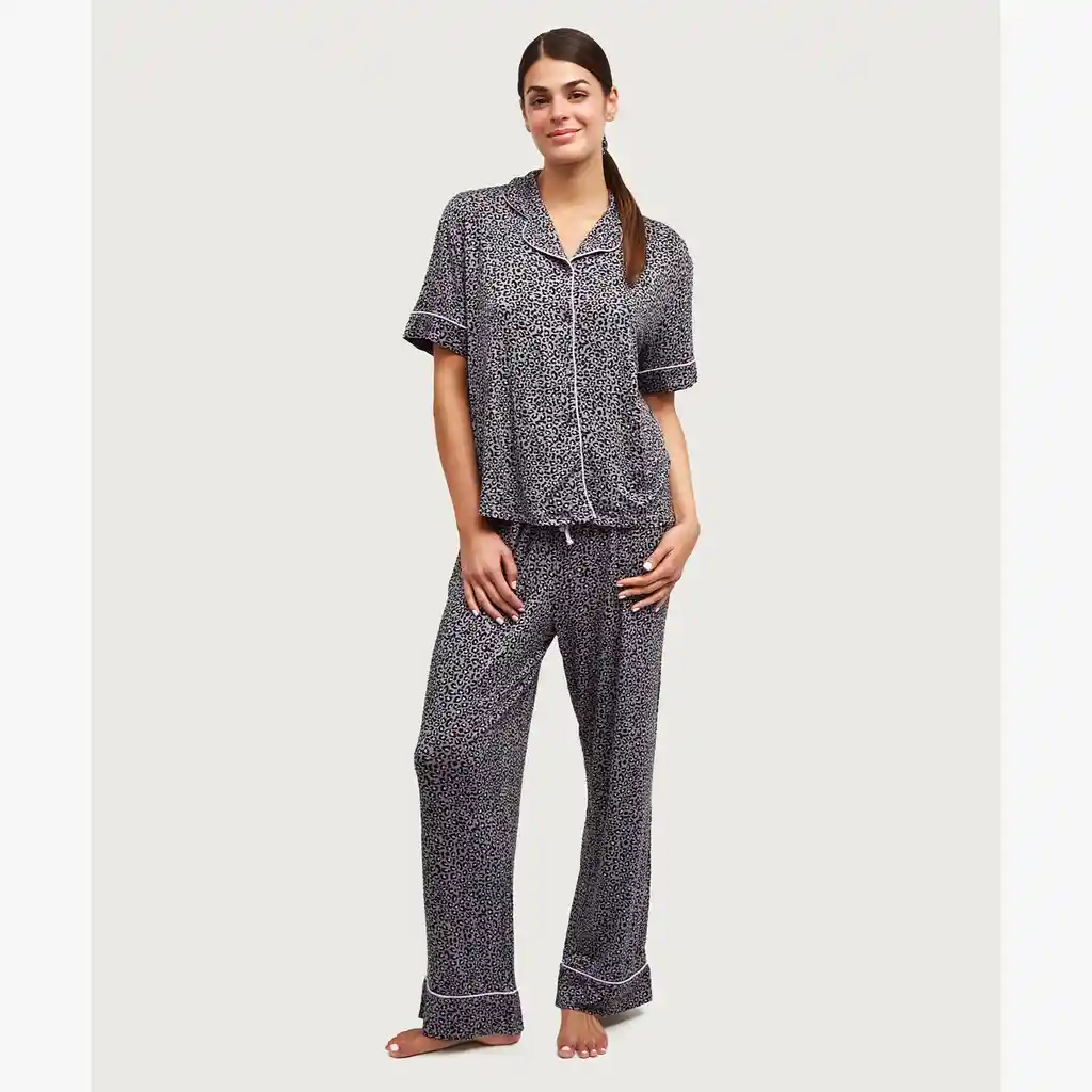Set Pijama Mujer Animal Print S Gris