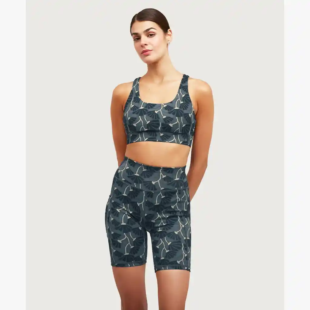 Short Deportivo Mujer Biker Flores M Gris