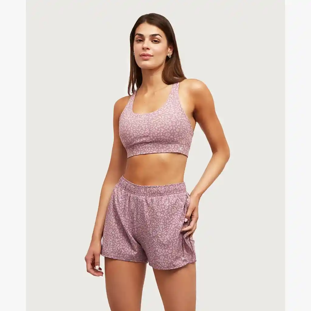 Short Deportivo Mujer Animal Print M Rosado