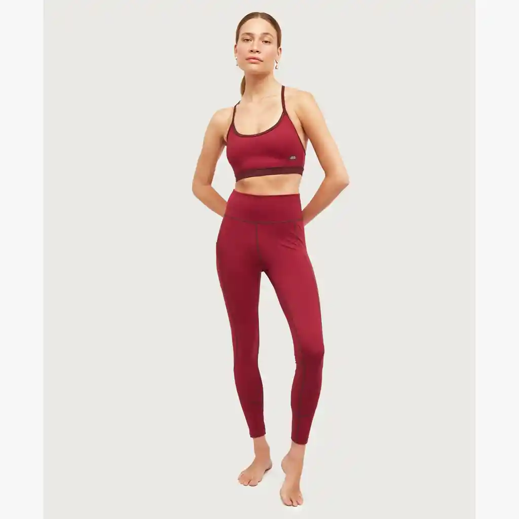 Calza Deportiva Mujer Lisa Unicolor S Burdeo