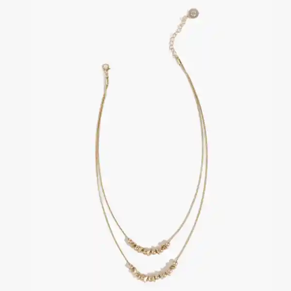 Collar Mujer Doble Mostacillas Metal Dorado