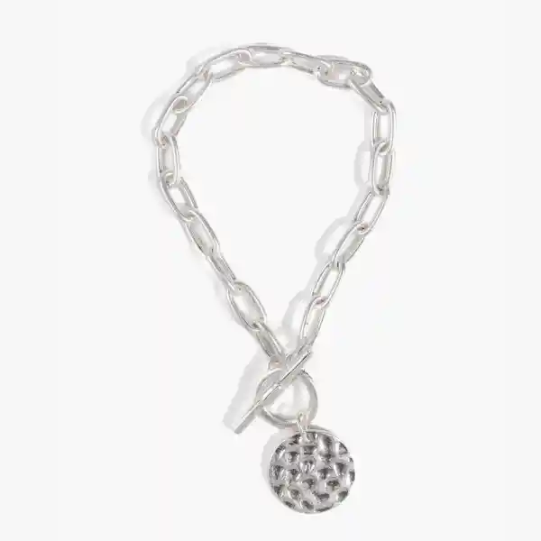 Pulsera Mujer Colgante Moneda Plateado