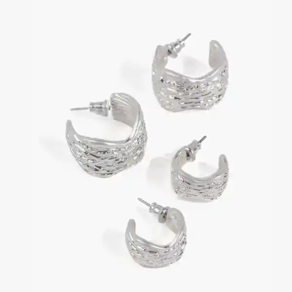 Set Aros Mujer Diferentes Plateado