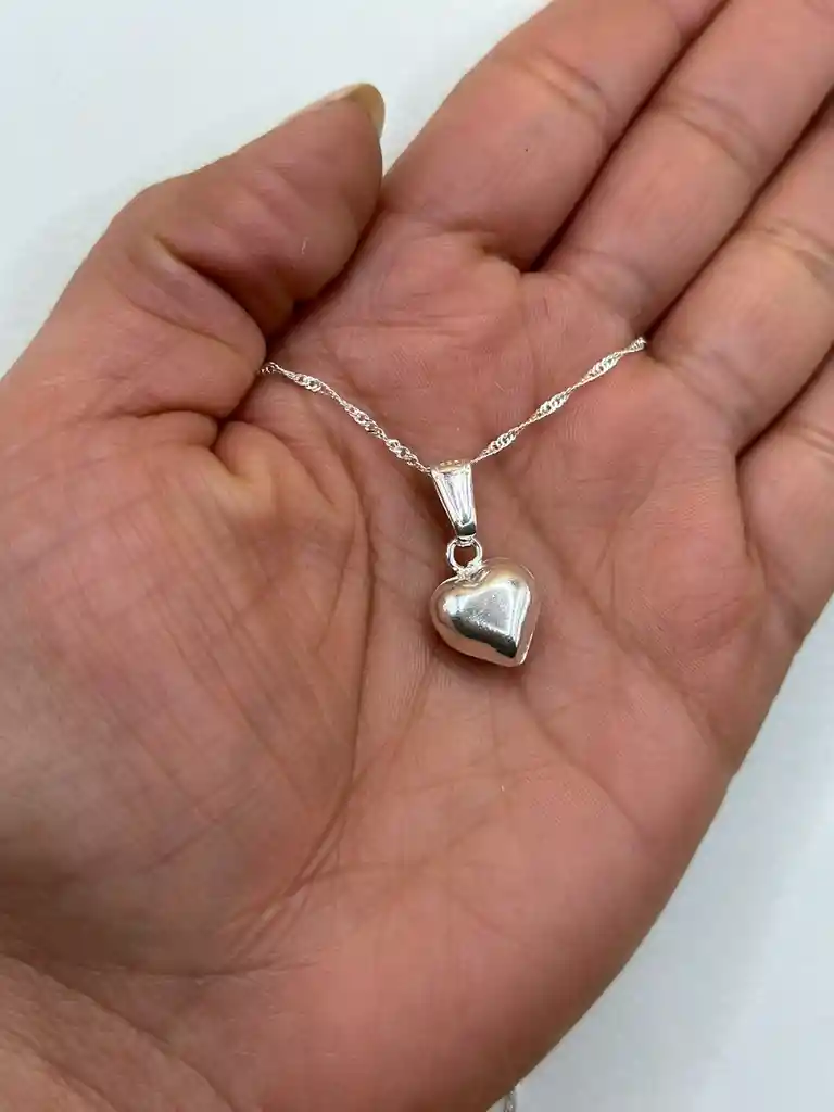 Conjunto Collar Singapur Colgante Corazón Plata Italiana 925