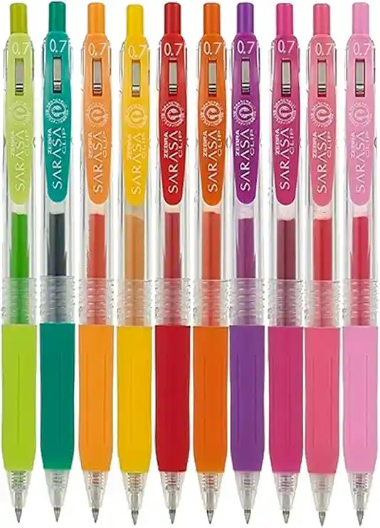 Set 10 Bolígrafos Sarasa Clip Zebra Tinta Gel Secado Rápido (spring Set)