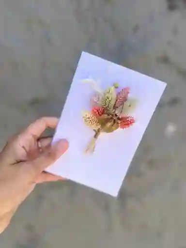 Mini Tarjeta Con Ramito Seco (rosado)