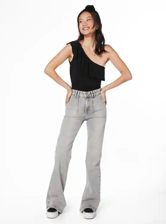 Jeans Algodón Mujer Efesis Gris Tiro Alto Sebi Talla 36