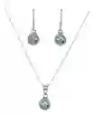 Conjunto Collar Aros Bolita Pelotita Esfera 8 Mm Plata 925