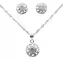 Hermoso Conjunto Dama Collar Cadena Aros Circones Plata 925