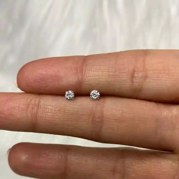 Aros Punto De Luz Pequeños 3 Mm Plata 925 Mas Estuché Regalo