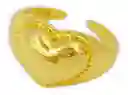 Anillo Corazón Inflado Sello Ajustable Plata S925 Baño Oro