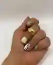 Anillo Corazón Inflado Sello Ajustable Plata S925 Baño Oro
