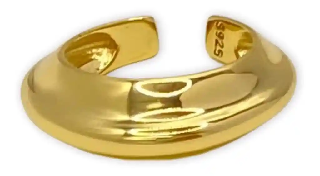 Anillo Inflado Bombe Dama Ajustable S925 Baño Oro Caja