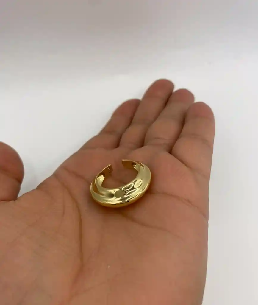 Anillo Inflado Bombe Dama Ajustable S925 Baño Oro Caja