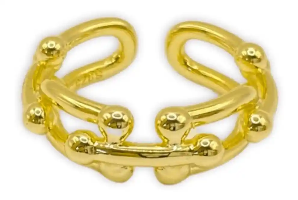 Anillo Juvenil Ajustable Entrelazado U Plata S925 Baño Oro