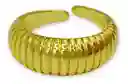 Anillo Grueso Inflado Bombé Líneas Plata S925 Baño Oro Caja