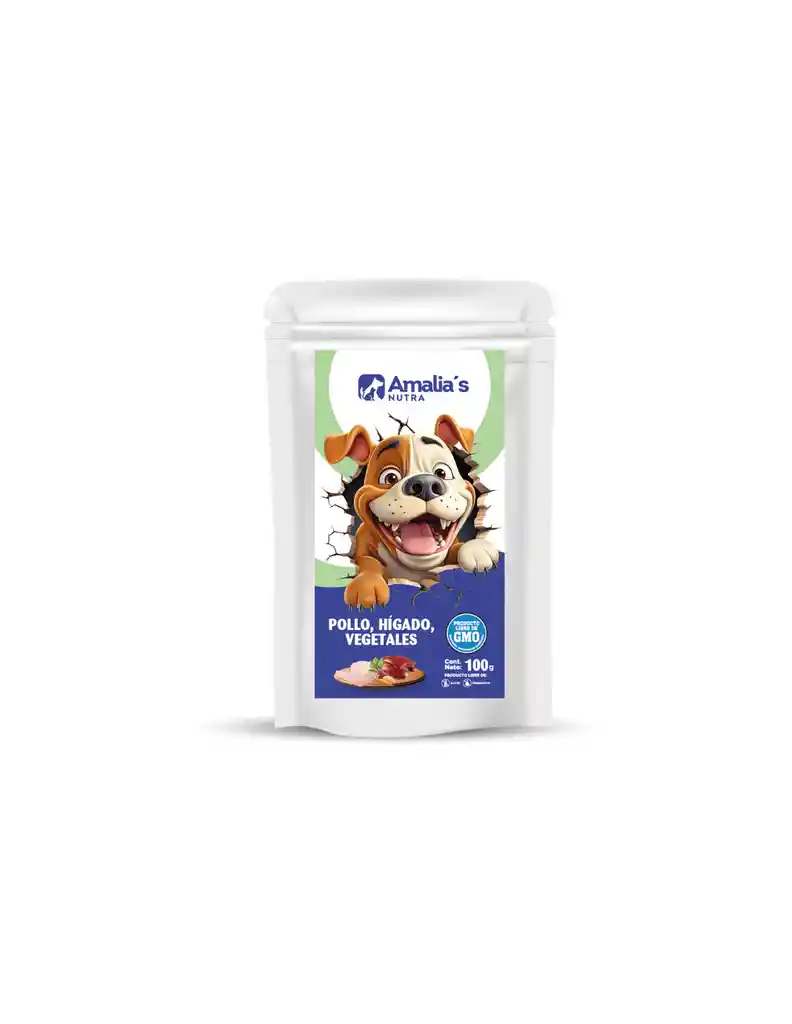 Amalia´s Nutra - Alimento Humedo Perros Sabor A Pollo, Higado Y Vegetales Pouch 100 Gr.
