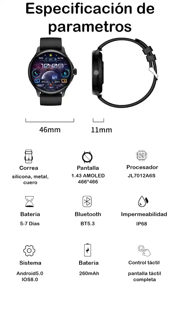 Smartwatch Vs15 Pro Rosado Mujer / Ip68 Amoled Bt5.3