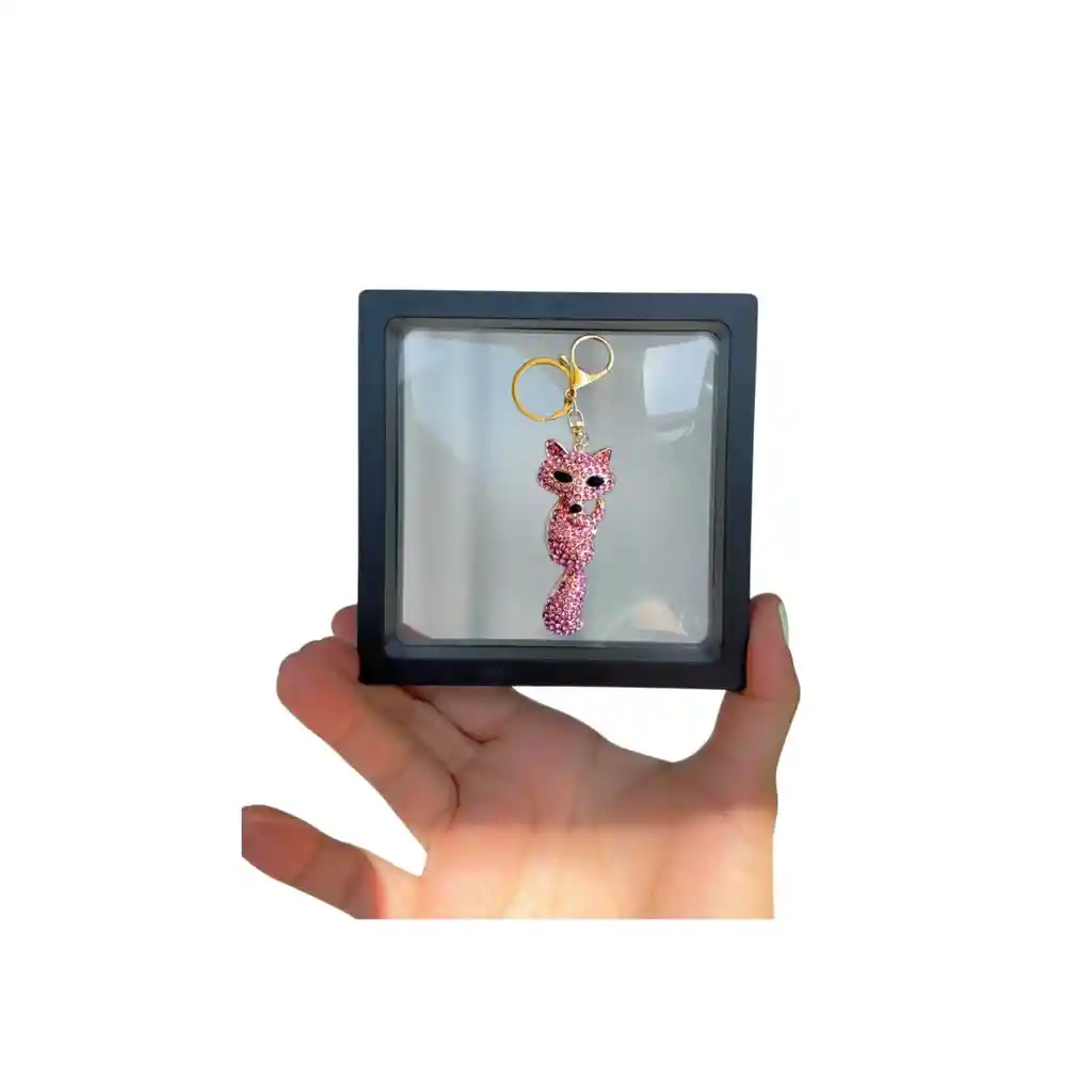 Llavero Dorado De Zorro Con Incrustaciones De Diamantes De Fantasía Rosa Para Regalo