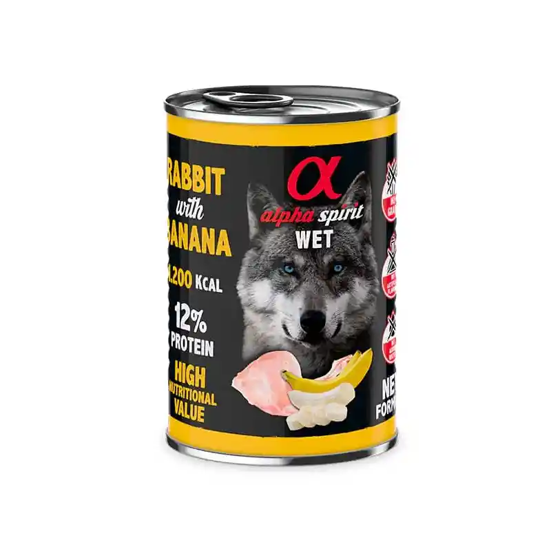 Alimento Humedo Alpha Spirit Conejo Con Platano Lata 400gr