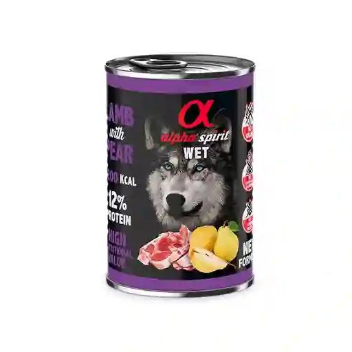 Alimento Humedo Alpha Spirit Cordero Con Pera Lata 400gr