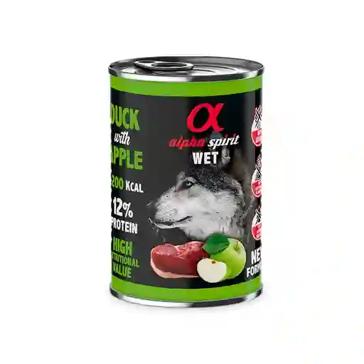 Alimento Humedo Alpha Spirit Pato Con Manzana Verde Lata 400gr