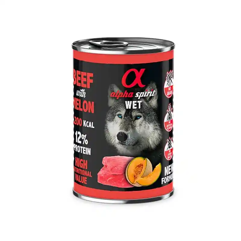 Alimento Perro Alpha Spirit Ternera Con Melon Lata 400gr