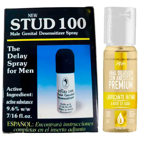 Pack Stud 100 Y Lubricante Anal Con Anestesia Y Dilatador