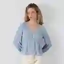 Blusa Panal Lineas Azul S Mujer Raindoor