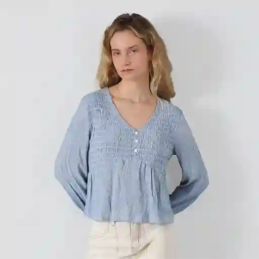 Blusa Panal Lineas Azul S Mujer Raindoor