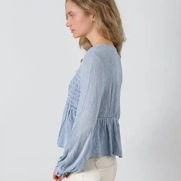 Blusa Panal Lineas Azul S Mujer Raindoor