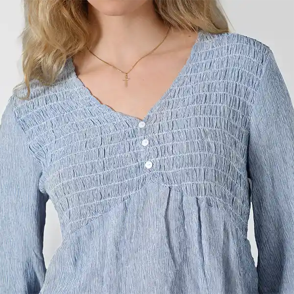 Blusa Panal Lineas Azul S Mujer Raindoor