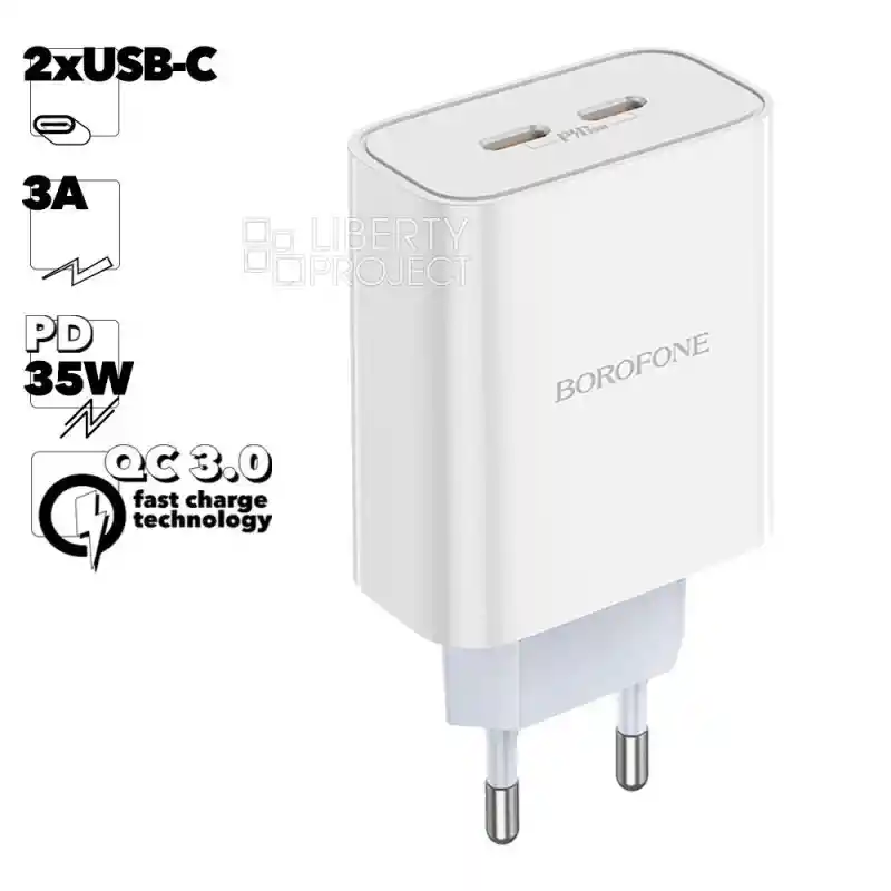 Adaptador De Carga Borofone Ba73a Young 35w 2 Type C