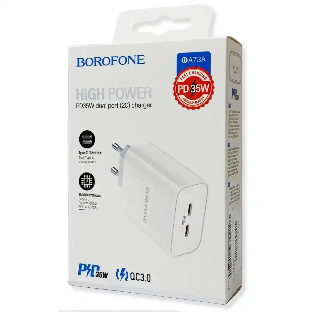 Adaptador De Carga Borofone Ba73a Young 35w 2 Type C