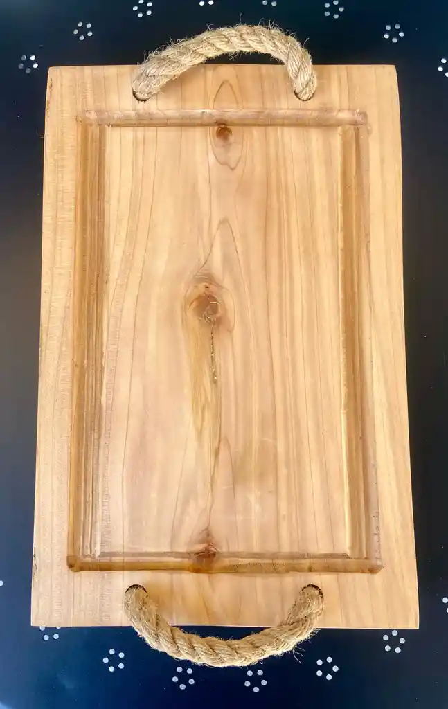 Tabla Rustica Con Mangos De Cuerda Para Picoteo Y Asado 40 X 26 App