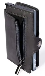 Billetera - Slim - Gris, Con Monedero