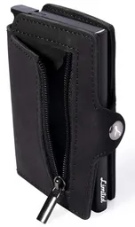 Billetera - Slim Black - Negro, Con Monedero