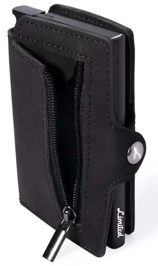 Billetera - Slim Black - Negro, Con Monedero