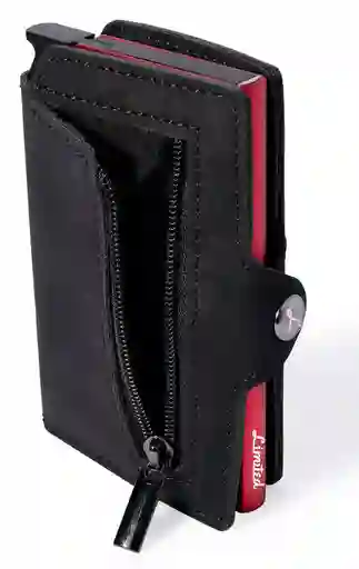 Billetera - Slim Black - Rojo, Con Monedero