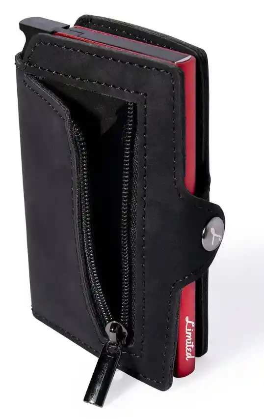 Billetera - Slim Black - Rojo, Con Monedero