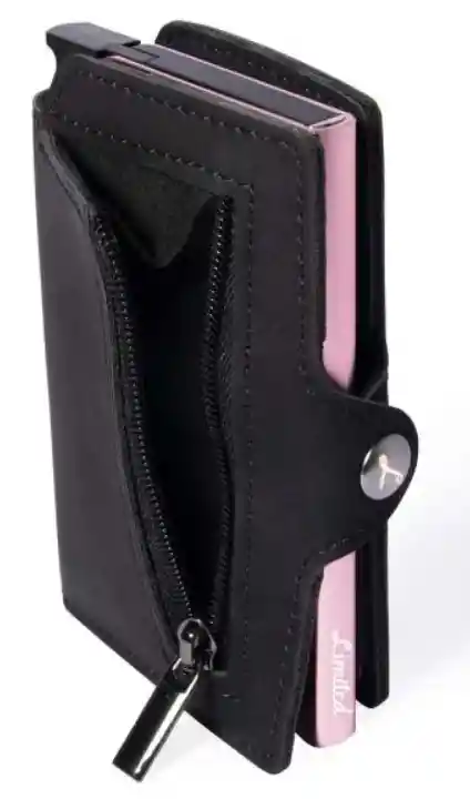 Billetera - Slim Black - Rosado, Con Monedero