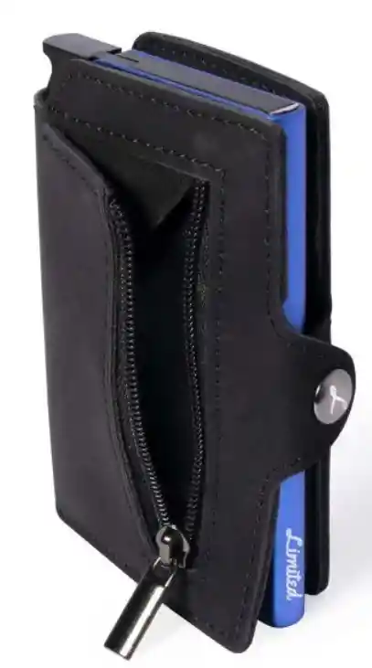 Billetera - Slim Black - Azul, Con Monedero