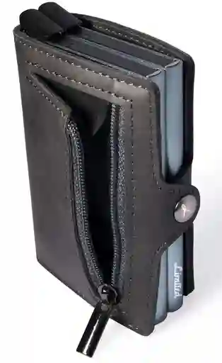 Billetera - Double - Gris, Con Monedero