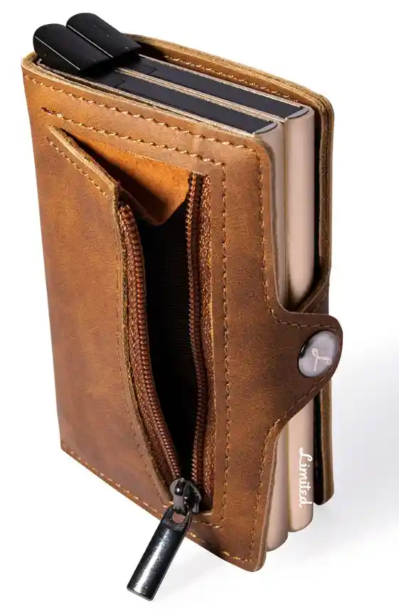 Billetera - Double - Café, Con Monedero